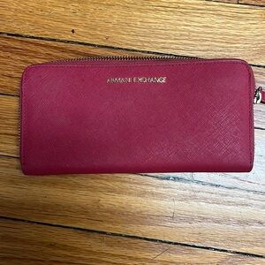 Armani Exchange zip around wallet in Red